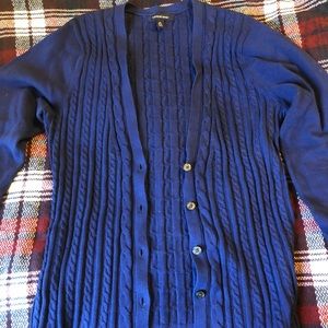 Land’s End Cable Knit V-neck cardigan sweater, M